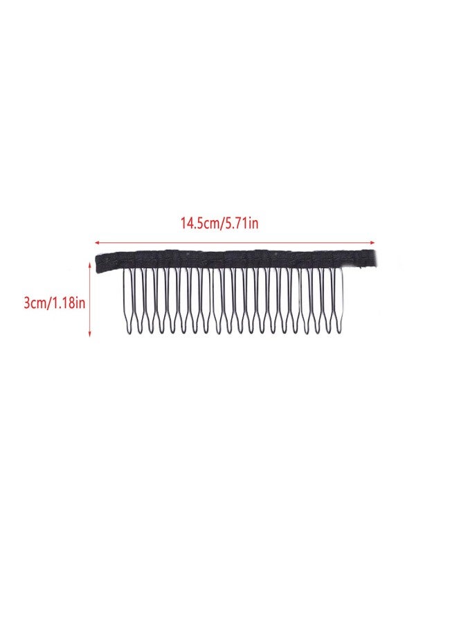 ArrErr 10 Pack Wig Comb Long 20 Teeth Clips Black Wire with Cloth Sewing Combs Wearing Holder for Wig Caps Making Finished Wigs Secure Attachment Hairpiece DIY Hair Extension - Image 2